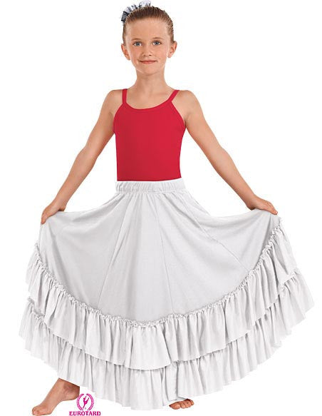 Child Flamenco Skirt w/Double Ruffle & Drawstring Waist (0880c3)