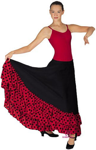 Adult Flamenco Skirt w/Polka Dot Double Ruffle (08804)