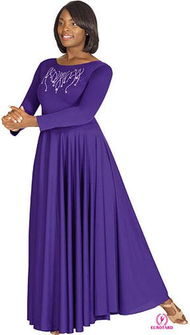 Adult Polyester Dress w/Praise Rhinestone Applique (11024)