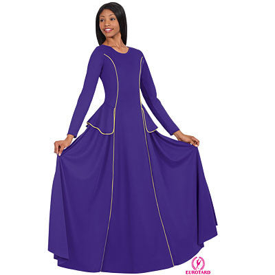Adult Long Sleeve Princess Seam Dress w/Peplum Detail (13857)