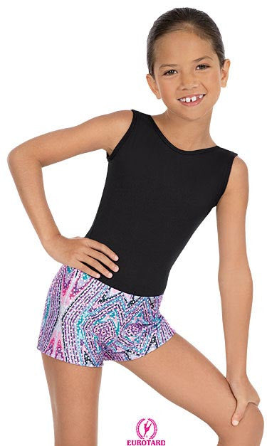 Child Printed Sequin & Kaleidoscope Design Booty Shorts (23535c)